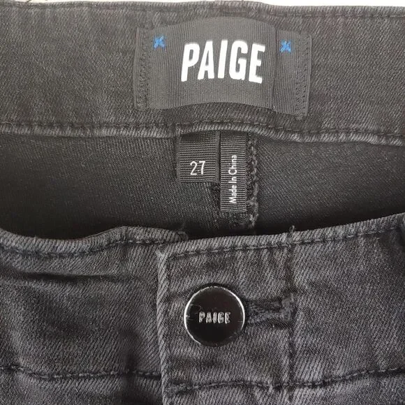 Paige Mayslie Jogger Womens 27* Faded Black Velvet Inset Side Seam Tuxedo Stripe - Picture 7 of 14